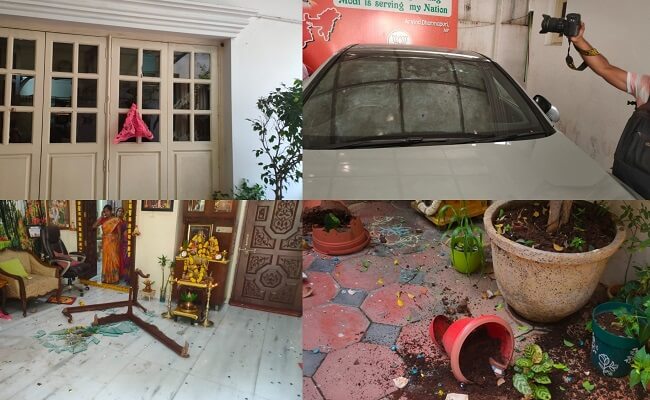 TRS workers attack BJP MP Arvind's house in Hyd